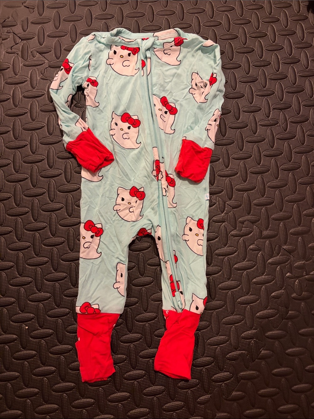 Posh Peanut Light Blue Hello Kitty Print Footie 3-6 month